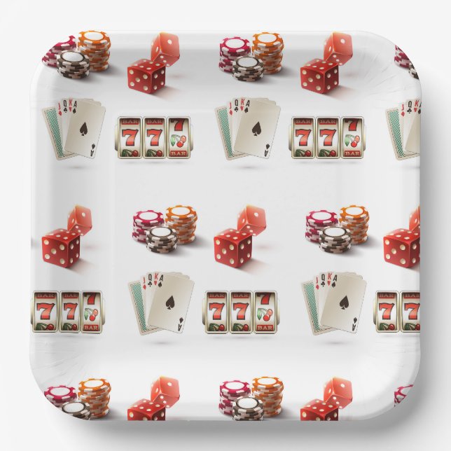 Assiettes En Carton Jeu Dice Card Deck fête d'anniversaire (Recto)