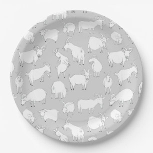 Assiettes En Carton Jeu gris de chèvres