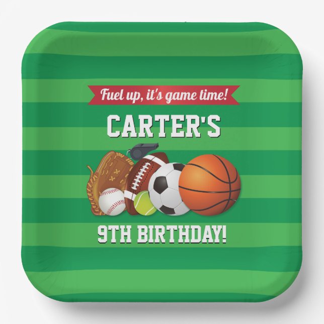 Assiettes En Carton Jeu Jour Sports Équipe Anniversaire (Recto)