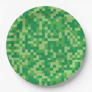 Assiettes En Carton Jeu Vidéo Pixellée Vert Anniversaire