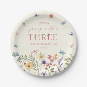 Assiettes En Carton Jeune Sauvage & Trois Anniversaire 3 Wildflower