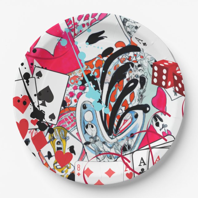 Assiettes En Carton Jeux de cartes (Devant)