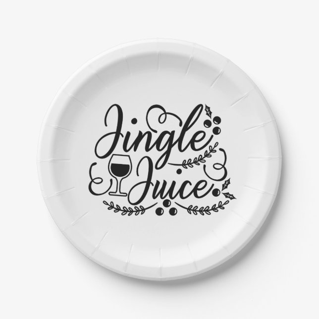 Assiettes En Carton Jingle Juice Drôle de Noël Bière Buvant (Devant)
