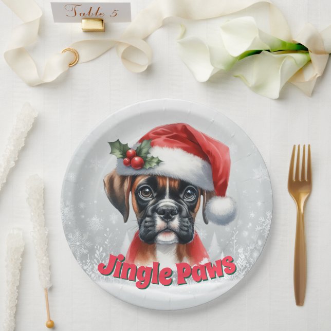 Assiettes En Carton Jingle Paws et Boxer Dog Joy (Mariage)