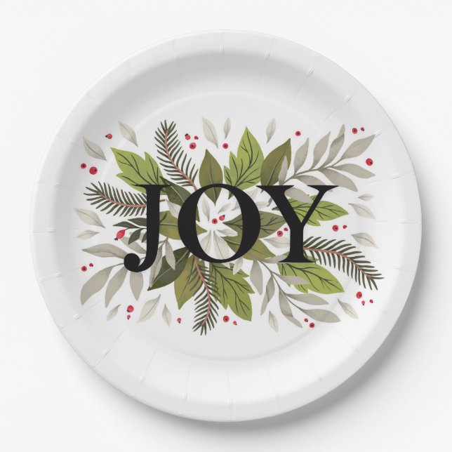 Assiettes En Carton JOIE, Noël Vacances vertes (Devant)