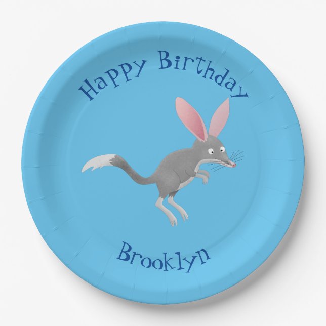 Assiettes En Carton Joli anniversaire bilby australien personnalisé (Devant)