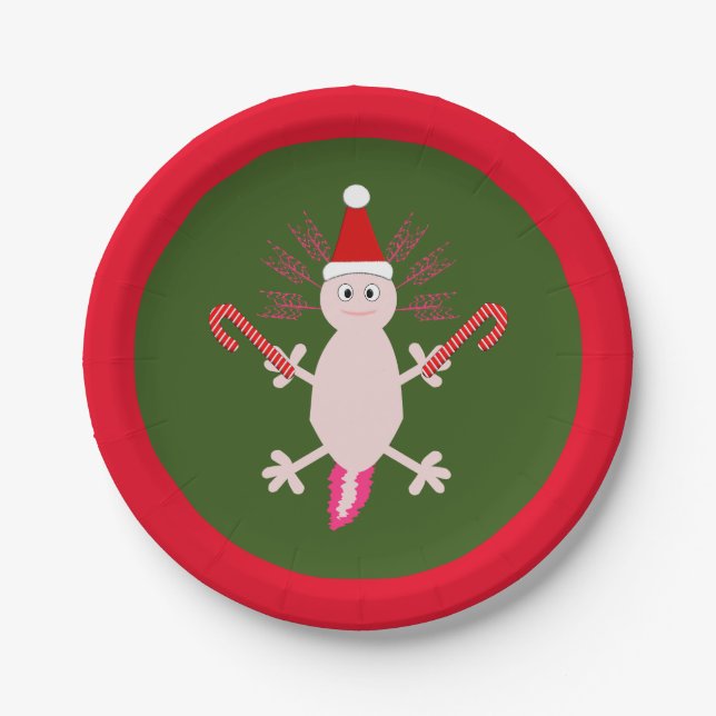 Assiettes En Carton Joli Axolotl de Noël (Devant)