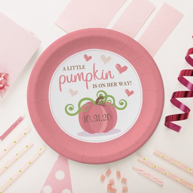 Assiettes En Carton Joli Baby shower Petites Filles Citrouilles (Créateur téléchargé)