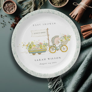 Assiettes En Carton Joli Baby shower Vélo Hérisson Cultivé Localement 