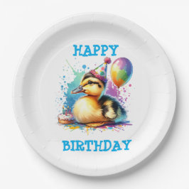 Assiettes En Carton Joli bébé canard joyeux anniversaire