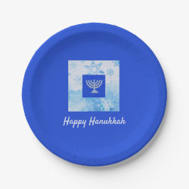Assiettes En Carton Joli bleu Menorah Hanoukka