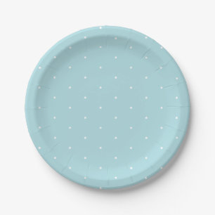 Assiettes En Carton Joli bleu poudreuse bleu petit motif pois