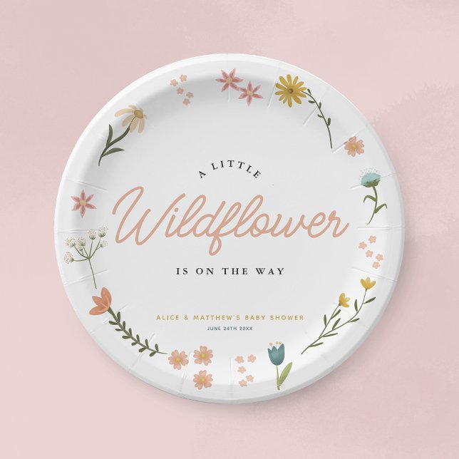 Assiettes En Carton Joli Boho Fleur sauvage Floral Girls Baby shower (Créateur téléchargé)