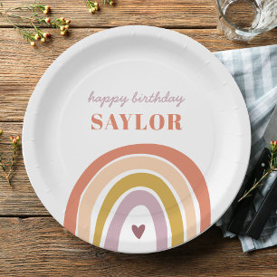 Assiettes En Carton Joli Boho Rainbow Peach Blush Anniversaire