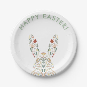 Assiettes En Carton Joli Bunny floral Brunch de Pâques