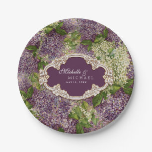 Assiettes En Carton Joli cadre Lilacs Mariage Vintage or émaillé