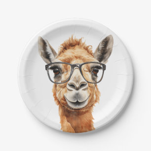 Assiettes En Carton Joli chameau avec lunettes