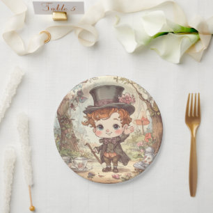 Assiettes En Carton Joli Chapelier Fou Fantaisiste Art de la Forêt de