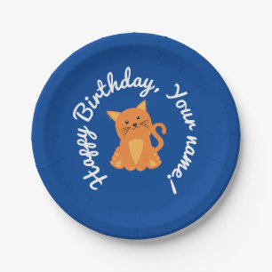 Assiettes En Carton Joli Chaton Orange Mignon Nom Personnalisable