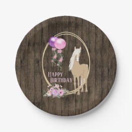 Assiettes En Carton Joli Cheval et Fleurs sur Barnwood Anniversaire