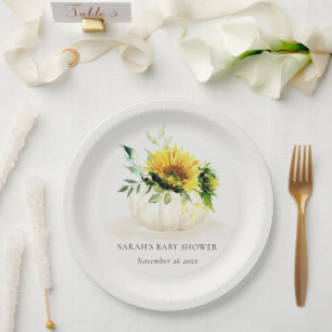 Assiettes En Carton Joli Citrouille de tournesol rustique Baby shower 