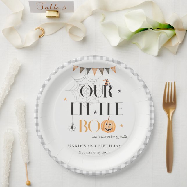 Assiettes En Carton Joli Citrouille Halloween Little Boo Anniversaire  (Mariage)
