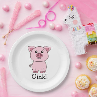 Assiettes En Carton Joli Cochon Rose Rose ! Animal de ferme