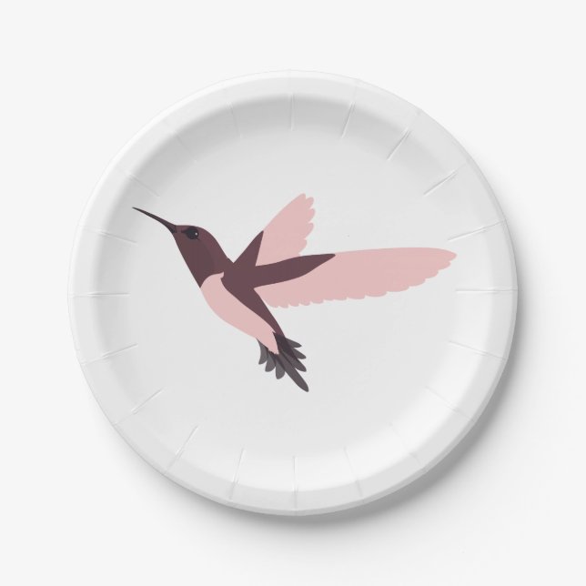 Assiettes En Carton Joli colibri rose (Devant)
