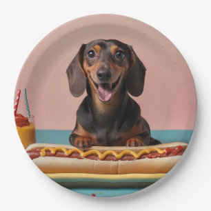 Assiettes En Carton Joli Dachshund Avec Chien Chaud