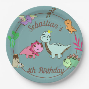 Assiettes En Carton Joli Dinosaures fête d'anniversaire