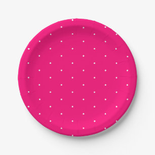 Assiettes En Carton Joli élégant rose chaud blanc pois minuscule
