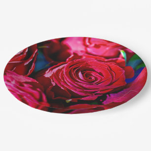 Assiettes En Carton Joli Ensemble De Roses Rouges