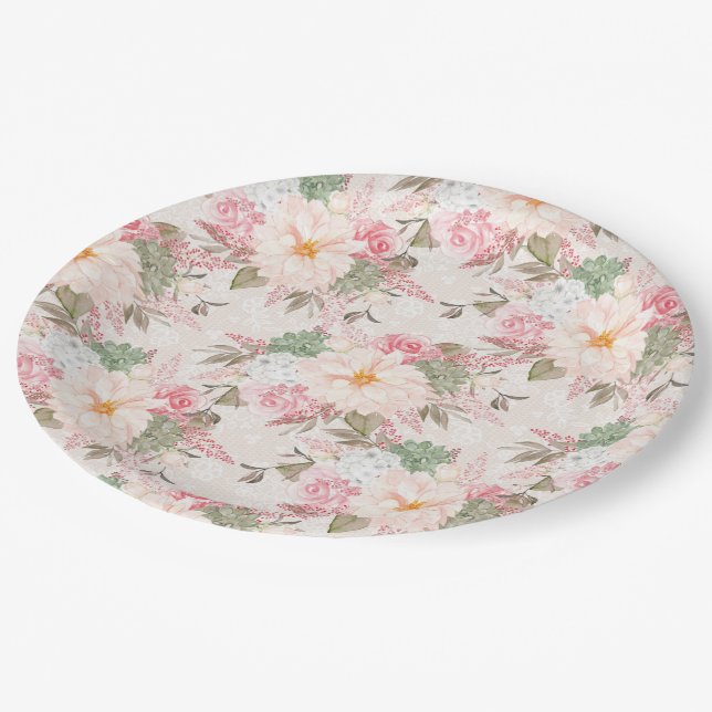 Assiettes En Carton Joli floral (Angle)