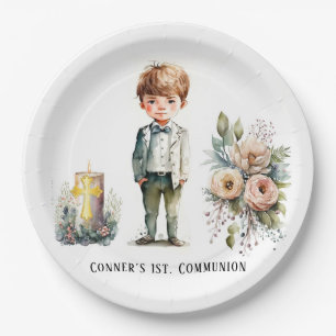 Assiettes En Carton Joli garçon 1er. Communion