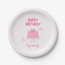 Joli gâteau d'anniversaire rose "Joyeux Anniversai