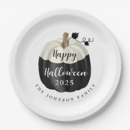 Assiettes En Carton Joli Halloween noir et blanc Citrouille 2022