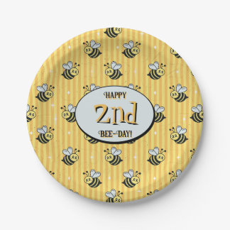 Assiettes En Carton Joli Jaune Jaune Bumblebee rayé Anniversaire