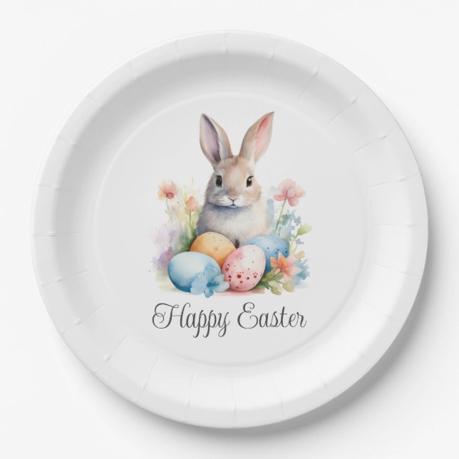 Assiettes En Carton Joli lapin de mignonne Pâques (Devant)