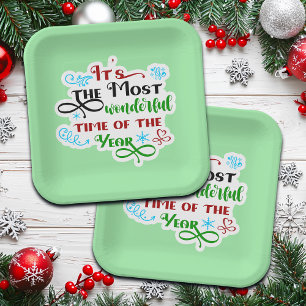 Assiettes En Carton Joli 'Le Plus Merveilleux Moment' Noël 