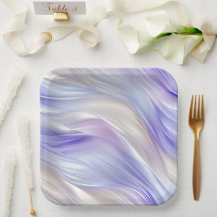 Assiettes En Carton Joli Mariage bleu Pearl blanc