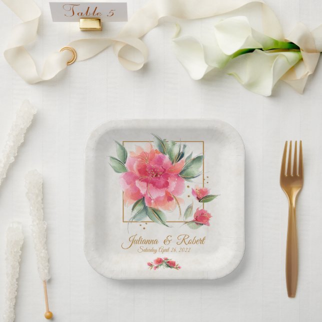 Assiettes En Carton Joli mariage Rose à budget jardin (Mariage)