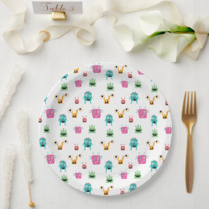 Assiettes En Carton Joli Monstres adorables Colorée Enfants Garçons Fê