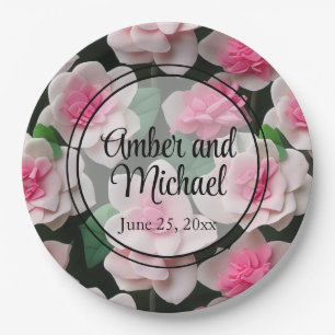 Assiettes En Carton Joli motif fleuri rose boho