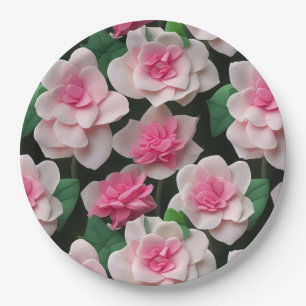 Assiettes En Carton Joli motif fleuri rose boho