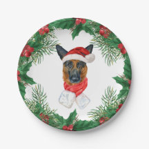Joli Noël à l'aquarelle Berger Allemand