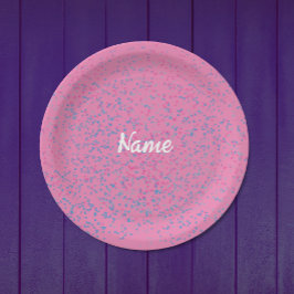 Assiettes En Carton Joli Noms Pastel Rose Bleu Points Moderne Blanc