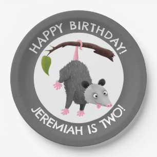 Assiettes En Carton Joli opossum personnalisées dessin d'anniversaire