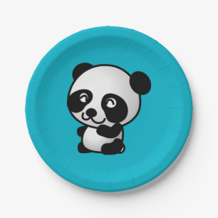 Assiettes En Carton Joli ours de panda blanc et noir