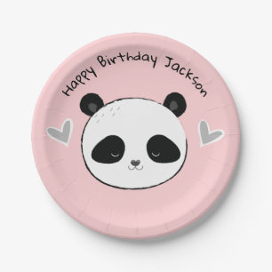 Assiettes En Carton Joli Panda Face Pink Party Plaque
