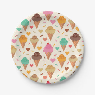Assiettes En Carton Joli papier cadeau motif Cône de Crème